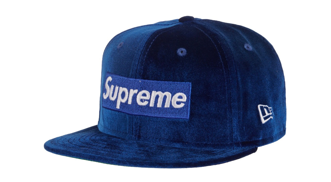 Supreme Velour Box Logo New Era Navy