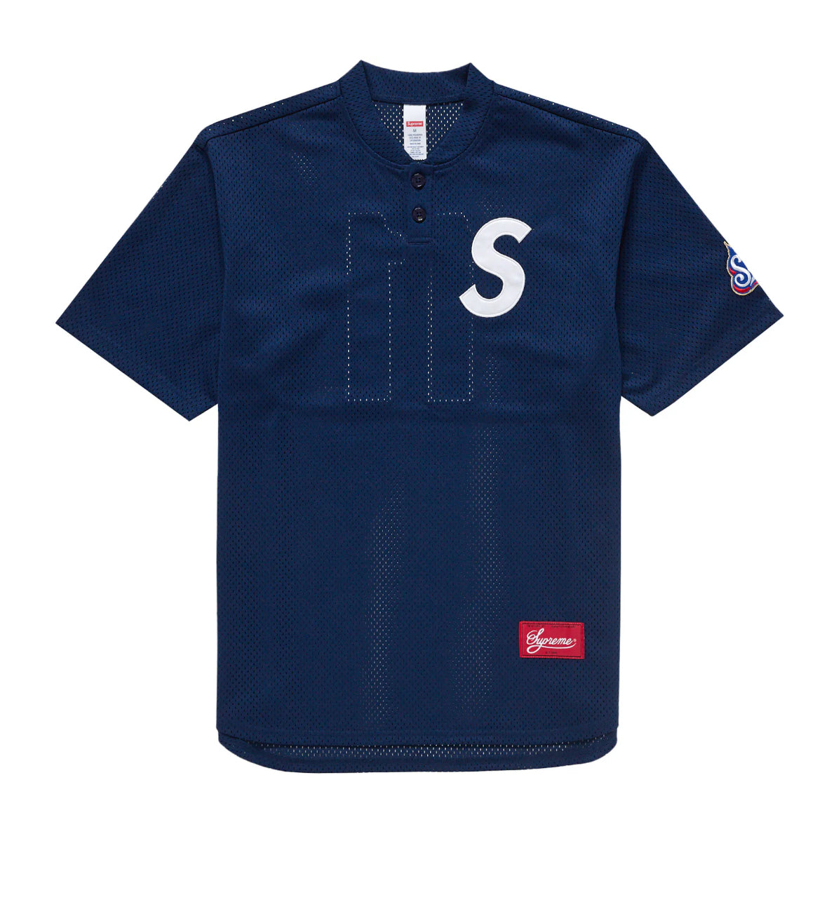 Supreme S Logo Baseball Jersey Henley Navy