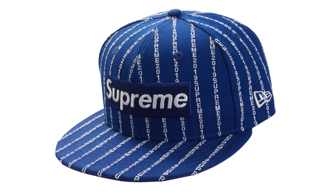 Supreme Text Stripe New Era Cap Royal