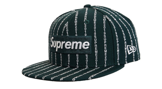 Supreme Text Stripe New Era Cap Green