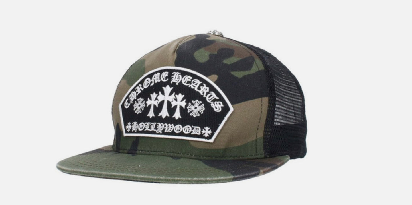 Chrome Hearts Camo Hollywood Triple Cross Trucker