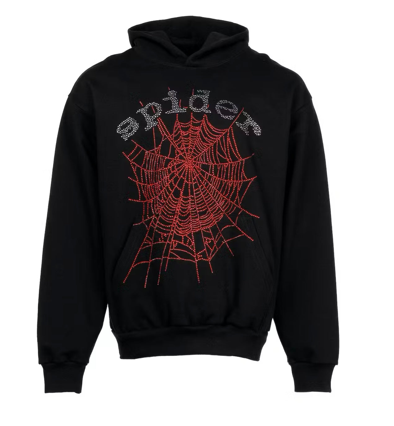 Sp5der OG Rhinestone Logo Hoodie Black