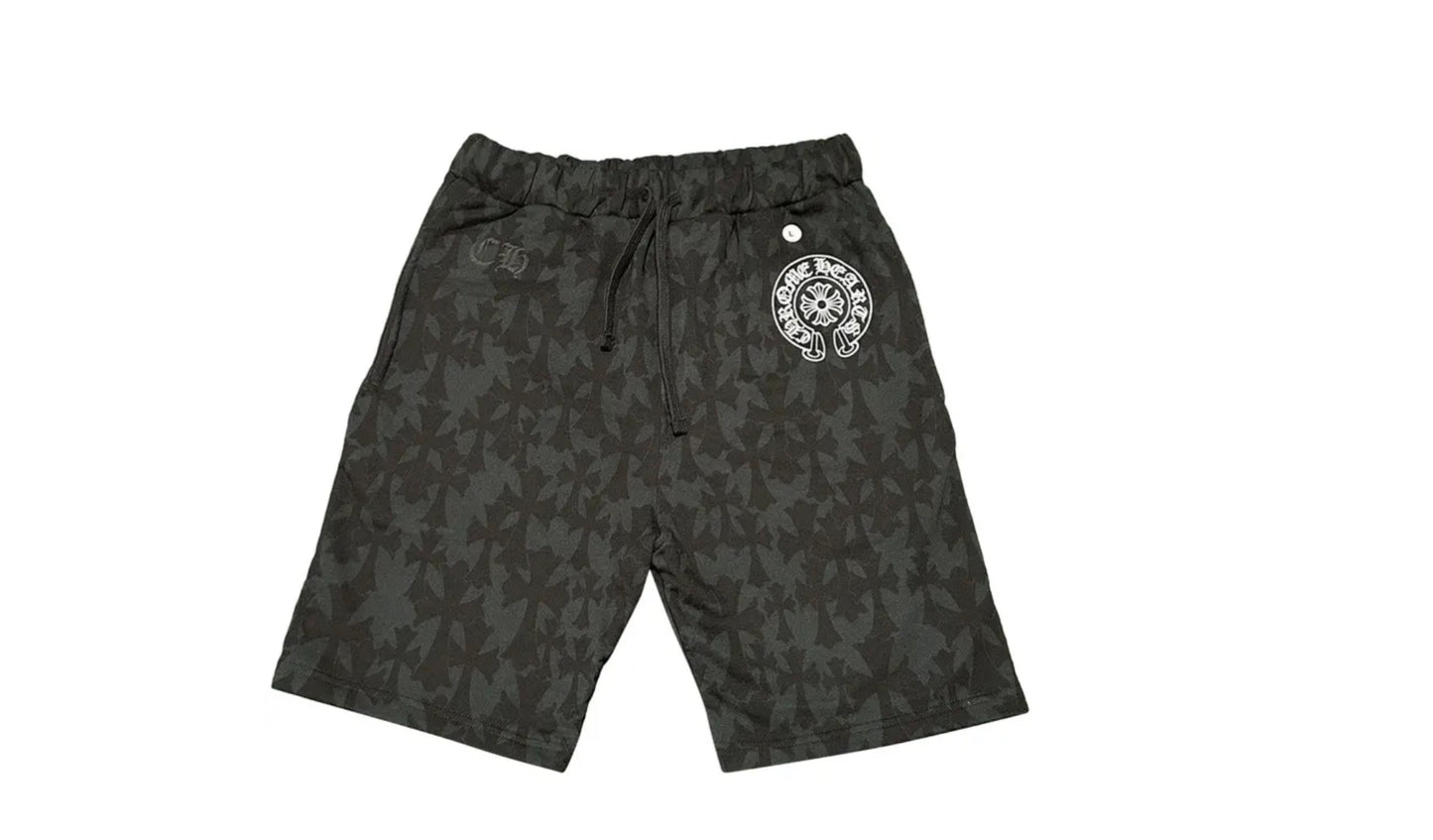 Chrome Hearts Cemetery Cross All Over Print Shorts Black