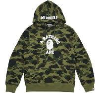 BAPE 1st College Hoodie (Green Camo)