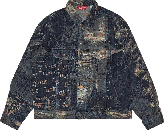 Supreme Archive Denim Denim Jacquard Trucker Jacket