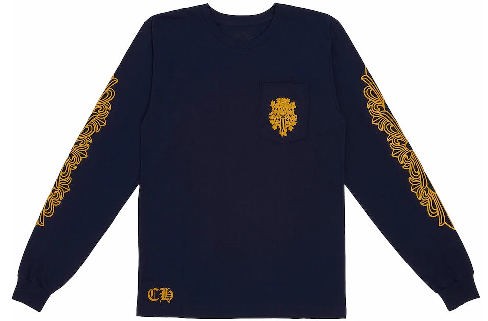 Chrome Hearts 'V89 Dagger Navy Long-sleeved Tee