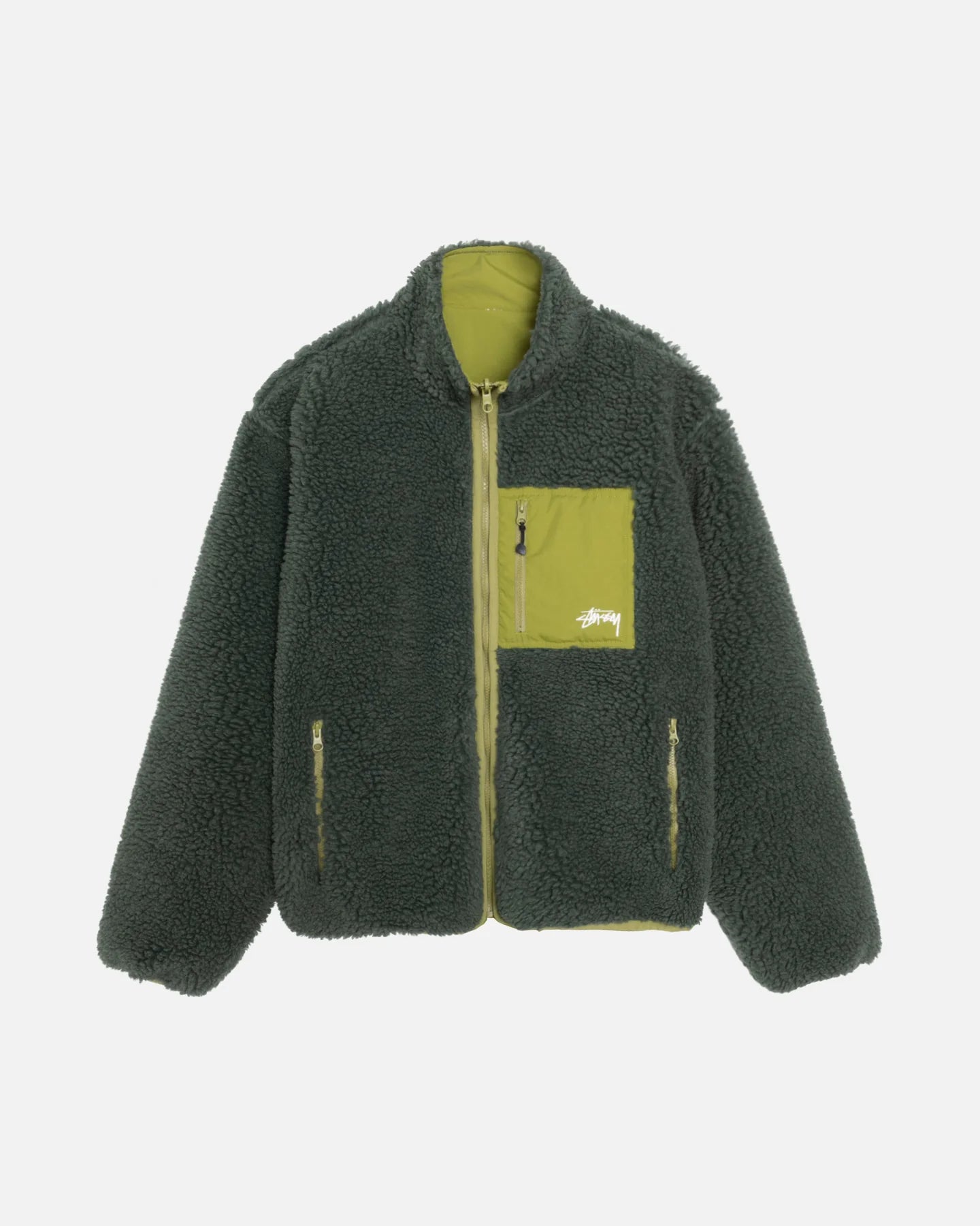 Stussy Reversable Sherpa Jacket Green