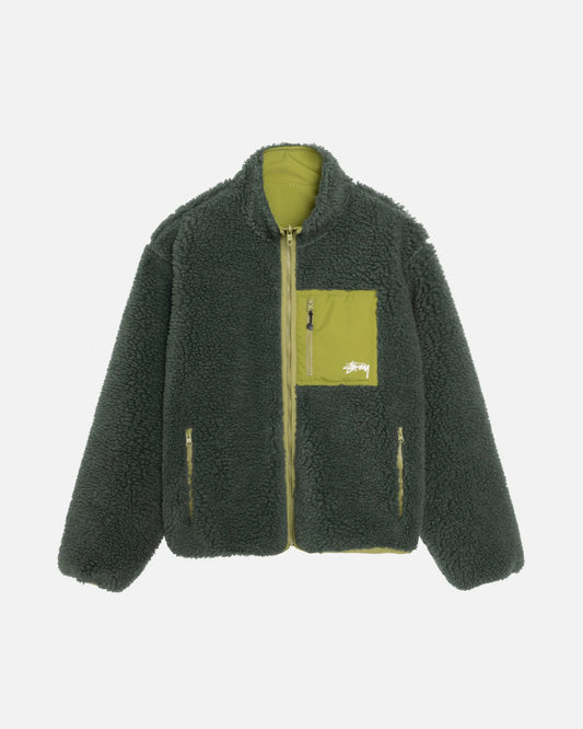 Stussy Reversable Sherpa Jacket Green