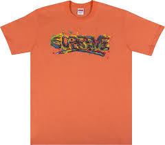 Supreme Paint Logo Tee Neon Orange