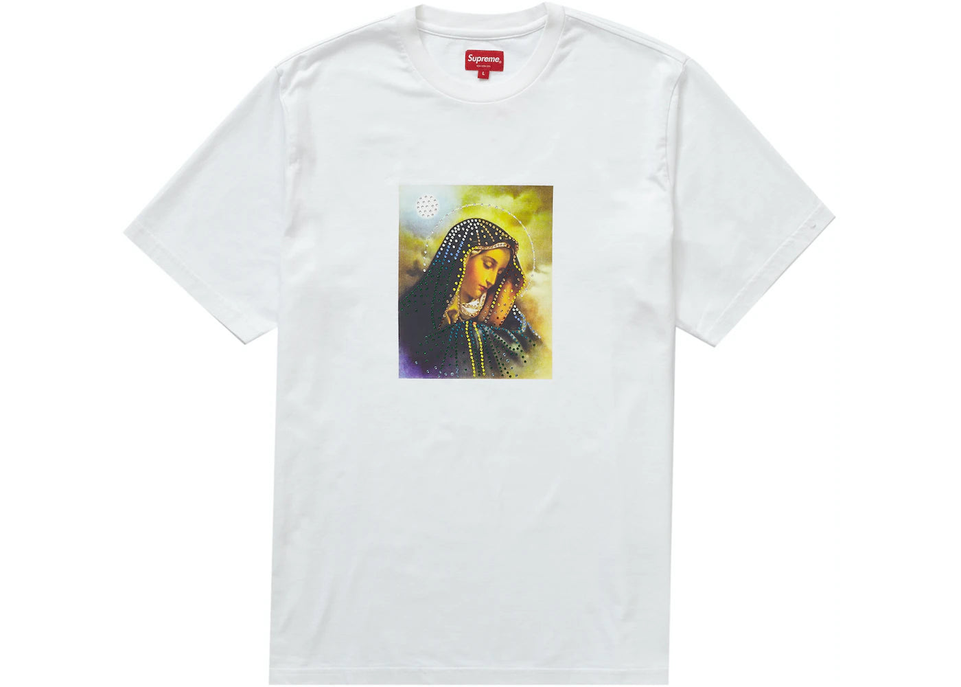 Supreme Virgin Mary Rhinestone Tee White