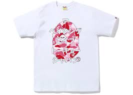 Bape ABC Camo Japanese Letters Tee White/Pink