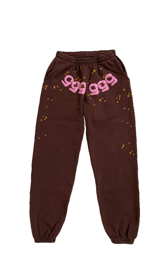 SP5DER “Angel Number” Sweatpants Brown