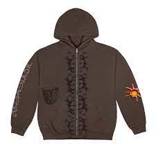 Travis Scott Reverse Dog Zip Up Hoodie Brown